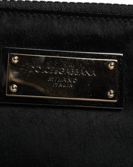 Dolce & Gabbana Black Nylon Logo Plaque Keyring Pouch Clutch Bag