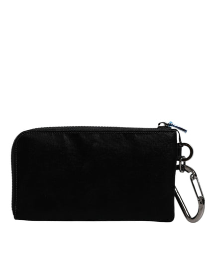 Dolce & Gabbana Black Nylon Logo Plaque Keyring Pouch Clutch Bag