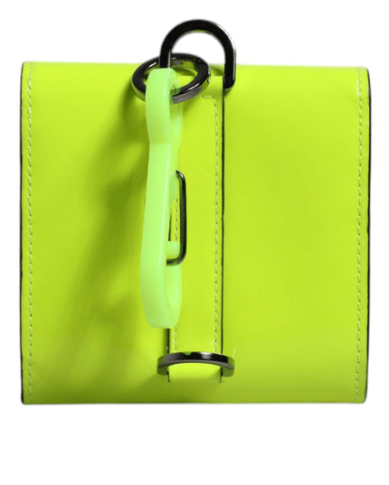 Dolce & Gabbana Yellow Green Bifold DG Logo Neck Strap Cardholder Wallet
