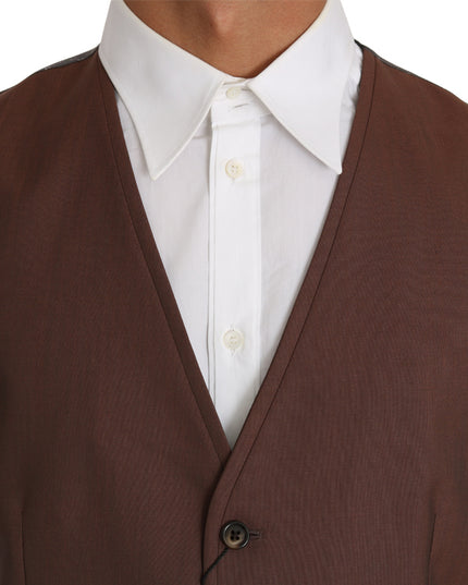 Dolce & Gabbana Brown Wool Silk Waistcoat Vest