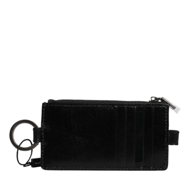 Dolce & Gabbana Black Horse Leather Lanyard Logo Card Holder Wallet