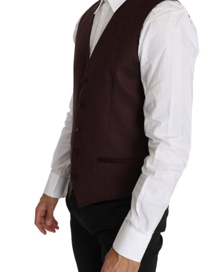 Dolce & Gabbana Purple Pattern Wool Silk Waistcoat Vest