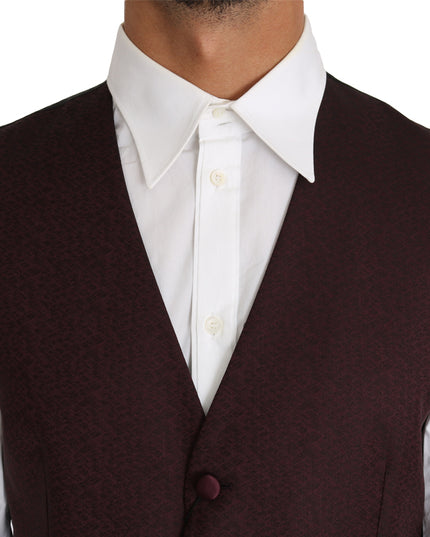 Dolce & Gabbana Purple Pattern Wool Silk Waistcoat Vest