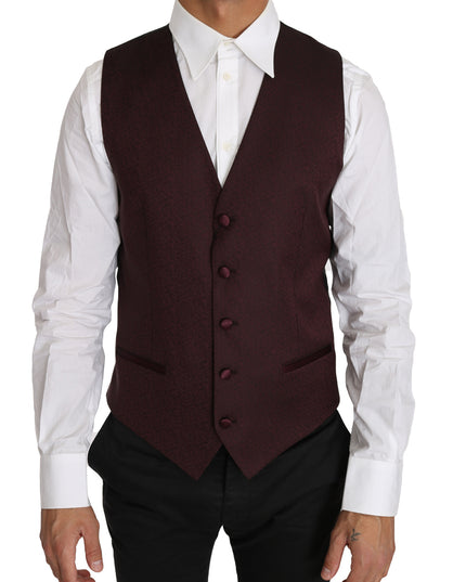 Dolce & Gabbana Purple Pattern Wool Silk Waistcoat Vest