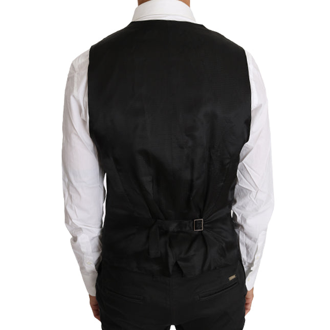 Dolce & Gabbana Gray Solid 100% Wool Waistcoat Vest