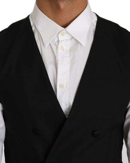 Dolce & Gabbana Gray Wool Double Breasted Waistcoat Vest