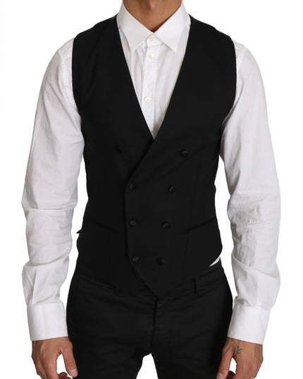 Dolce & Gabbana Gray Wool Double Breasted Waistcoat Vest