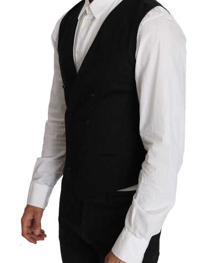 Dolce & Gabbana Gray Wool Double Breasted Waistcoat Vest