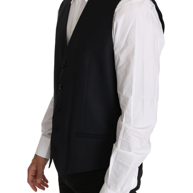 Dolce & Gabbana Gray Wool Silk Waistcoat Vest