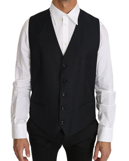 Dolce & Gabbana Gray Wool Silk Waistcoat Vest