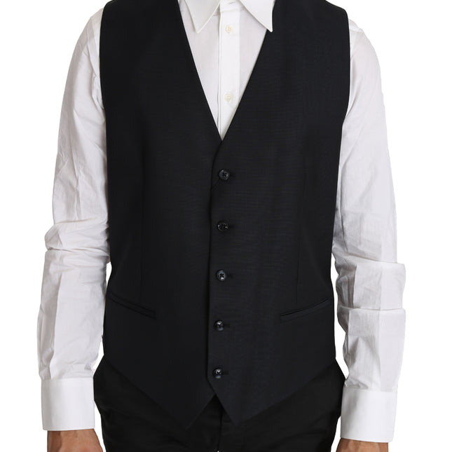 Dolce & Gabbana Gray Wool Silk Waistcoat Vest
