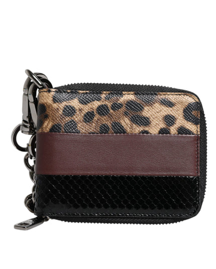 Dolce & Gabbana Multicolor Leopard Leather DG Bifold Card Holder Wallet