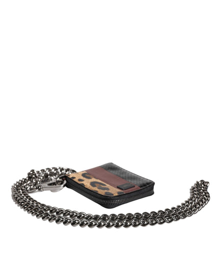 Dolce & Gabbana Multicolor Leopard Leather DG Bifold Card Holder Wallet