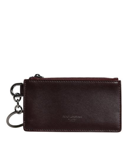 Dolce & Gabbana Brown Calfskin Leather DG Logo Card Holder Wallet