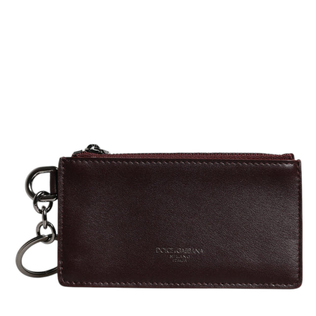 Dolce & Gabbana Brown Calfskin Leather DG Logo Card Holder Wallet