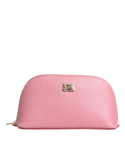 Dolce & Gabbana Pink Leather DG Logo Zip Around Hand Purse Pouch Wallet