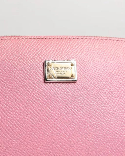 Dolce & Gabbana Pink Leather DG Logo Zip Around Hand Purse Pouch Wallet