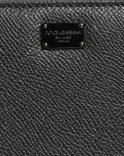 Dolce & Gabbana Dark Gray Leather DG Logo Zip Around Continental Wallet