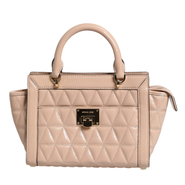 Michael Kors Peach Quilted Leather Logo Crossbody VIVIANNE Messenger Bag