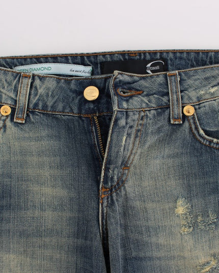 Cavalli Blue Cotton Low Waist Jeans