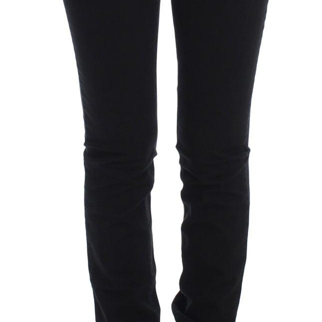 Cavalli Black Cotton Stretch Slim Skinny Fit Jeans