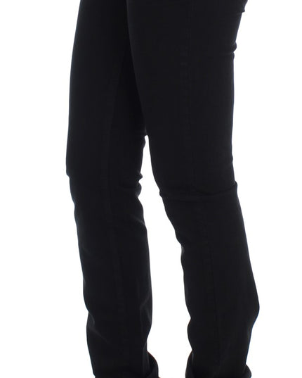 Cavalli Black Cotton Stretch Slim Skinny Fit Jeans