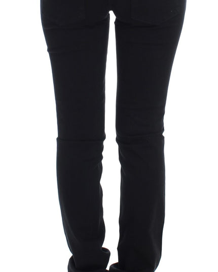 Cavalli Black Cotton Stretch Slim Skinny Fit Jeans