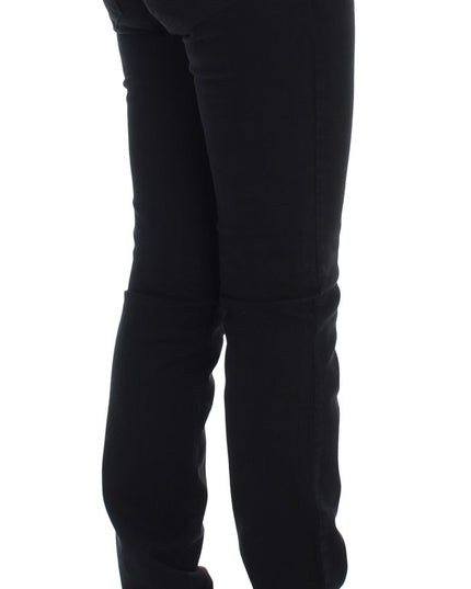 Cavalli Black Cotton Stretch Slim Skinny Fit Jeans