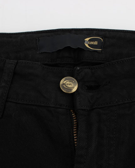 Cavalli Black Cotton Stretch Slim Skinny Fit Jeans
