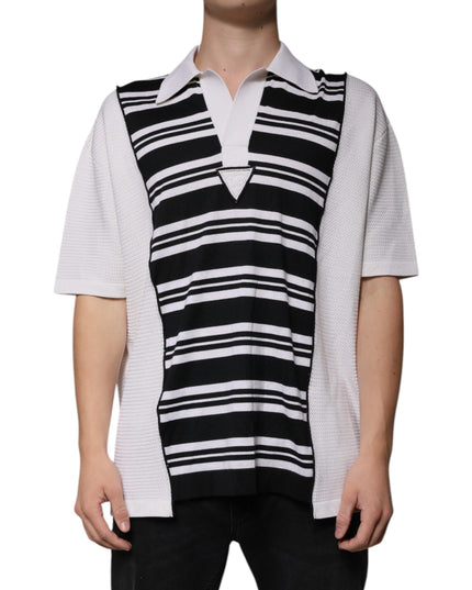 Dolce & Gabbana Black White Stripes Collared Polo T-shirt