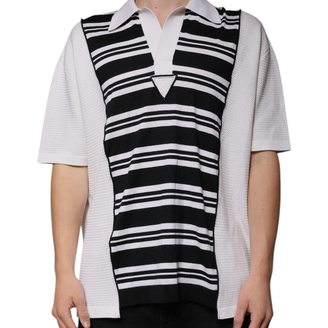 Dolce & Gabbana Black White Stripes Collared Polo T-shirt