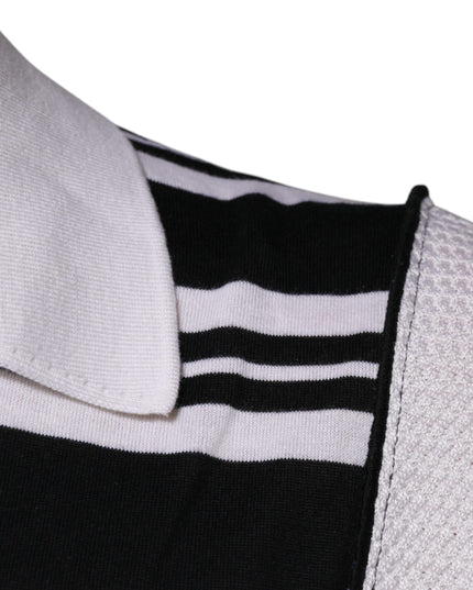 Dolce & Gabbana Black White Stripes Collared Polo T-shirt