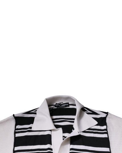 Dolce & Gabbana Black White Stripes Collared Polo T-shirt