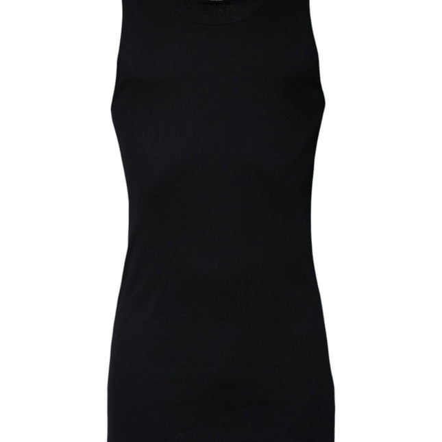 Dolce & Gabbana Black Cotton Sleeveless Round Neck Tank T-shirt