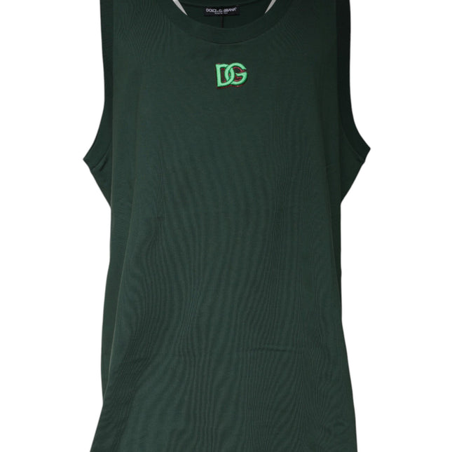 Dolce & Gabbana Green DG Sleeveless Round Neck Tank T-shirt