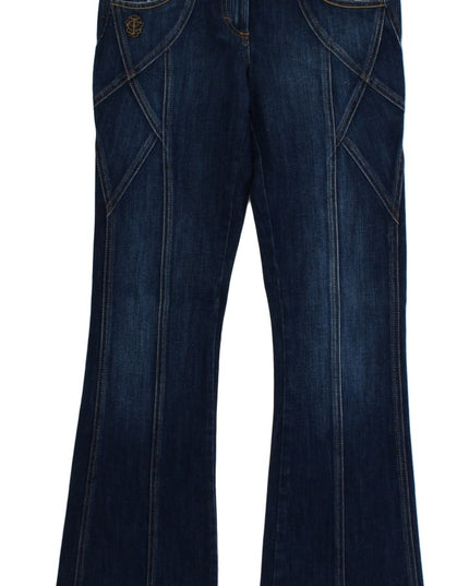 Cavalli Blue Cotton Stretch Low Waist Jeans