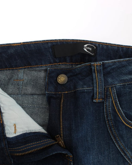 Cavalli Blue Cotton Stretch Low Waist Jeans