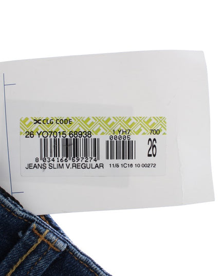 Cavalli Blue Cotton Stretch Low Waist Jeans