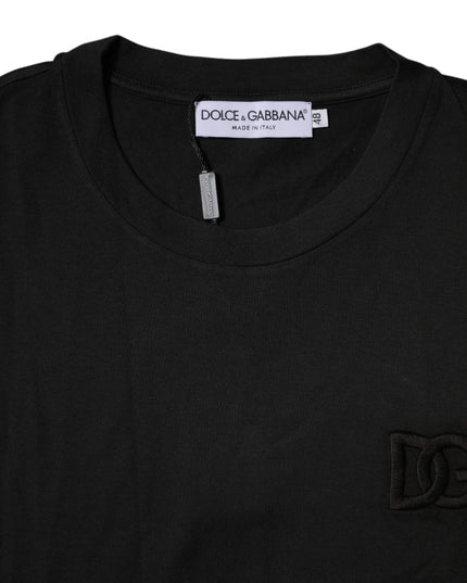 Dolce & Gabbana Black Cotton Crew Neck Short Sleeves T-shirt