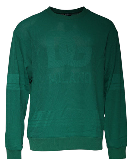 Dolce & Gabbana Green Logo Nylon Crew Neck Pullover Sweater