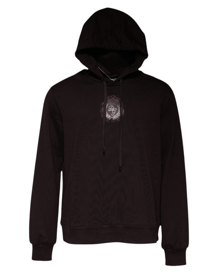 Dolce & Gabbana Brown Cotton Hooded Men Sweatshirt Sweater