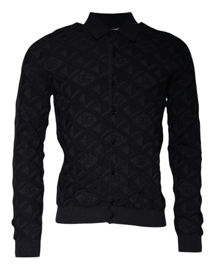 Dolce & Gabbana Black Silk Crew Neck Men Cardigan Sweater