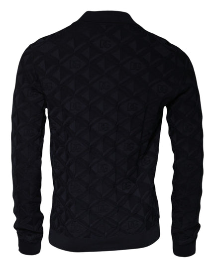 Dolce & Gabbana Black Silk Crew Neck Men Cardigan Sweater