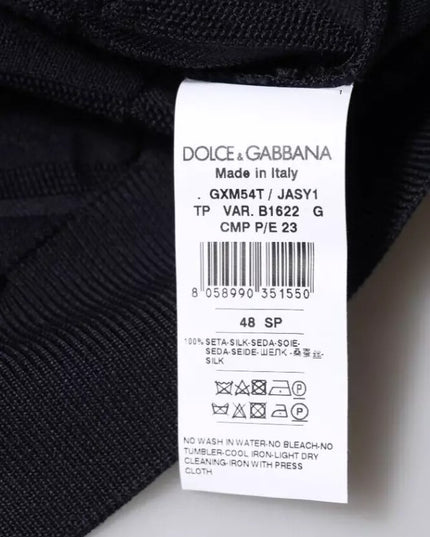 Dolce & Gabbana Black Silk Crew Neck Men Cardigan Sweater