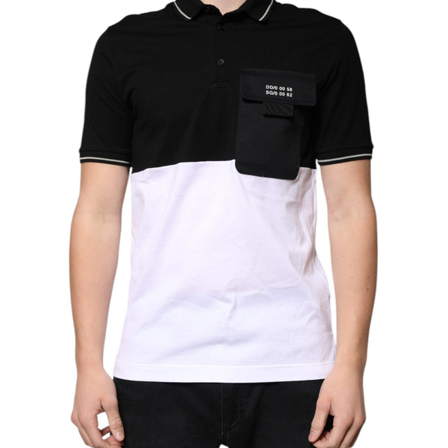 Dolce & Gabbana Black White Cotton Short Sleeves Polo T-shirt