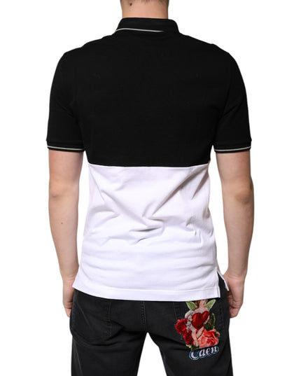Dolce & Gabbana Black White Cotton Short Sleeves Polo T-shirt