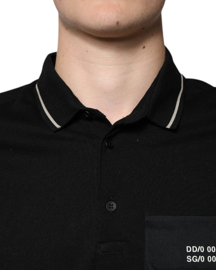 Dolce & Gabbana Black White Cotton Short Sleeves Polo T-shirt