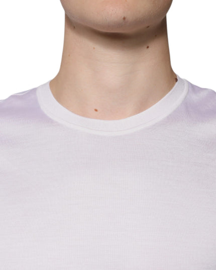 Dolce & Gabbana White Silk Crew Neck Men Pullover Sweater