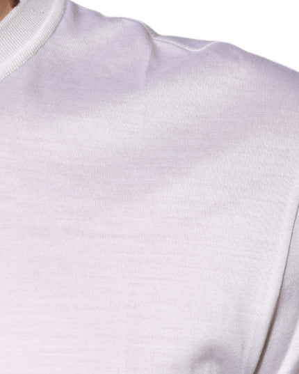 Dolce & Gabbana White Silk Crew Neck Men Pullover Sweater