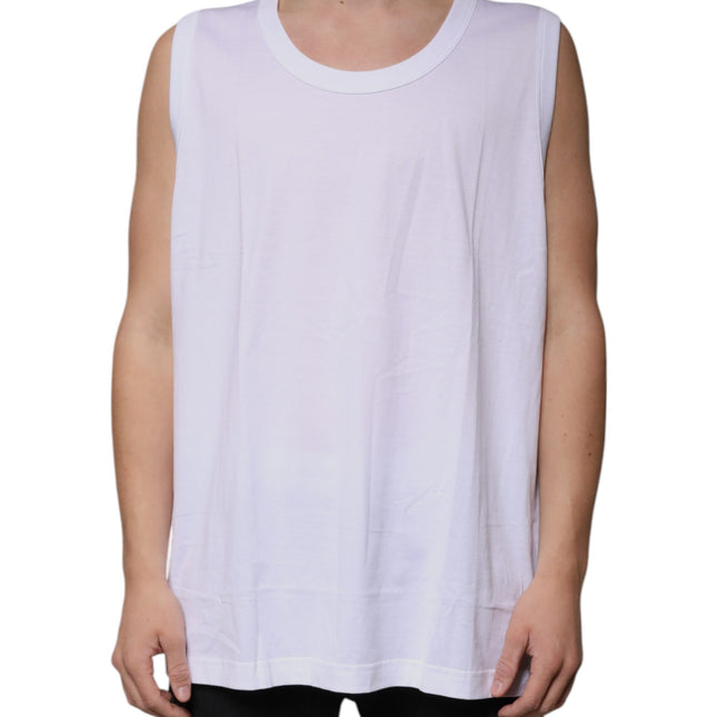 Dolce & Gabbana White Cotton Sleeveless Round Neck Tank T-shirt